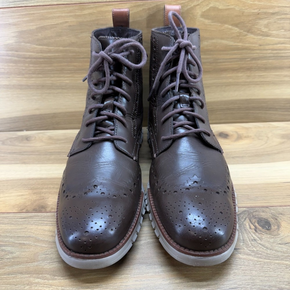 Cole Haan Zero Grand Wingtip Boots Mens 9 M Brown Leather Business Casual Modern